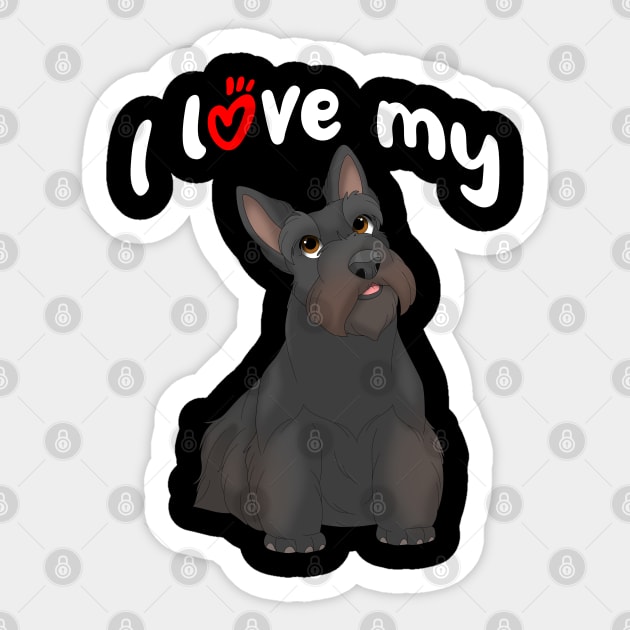 I Love My Black Scottish Terrier Dog Sticker by millersye